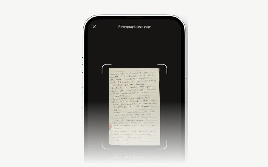 Longhand — photographing a handwritten letter for AI transcription